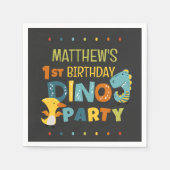 可愛いモダンディノ恐竜キッズバースデーパーティー スタンダードカクテルナプキン (正面)