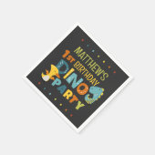 可愛いモダンディノ恐竜キッズバースデーパーティー スタンダードカクテルナプキン (角)