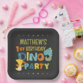 可愛いモダンディノ恐竜キッズバースデーパーティー ペーパープレート (パーティー)