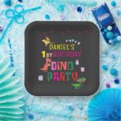 可愛いモダンディノ恐竜キッズバースデーパーティー ペーパープレート (パーティー)