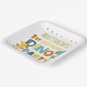 可愛いモダンディノ恐竜キッズバースデーパーティー ペーパープレート (傾斜あり)