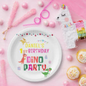 可愛いモダンディノ恐竜キッズバースデーパーティー ペーパープレート (パーティー)