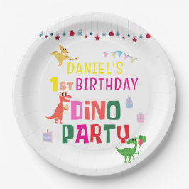 可愛いモダンディノ恐竜キッズバースデーパーティー ペーパープレート