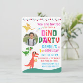 可愛いモダンディノ恐竜キッズバースデーパーティー 招待状 (スタンド正面)