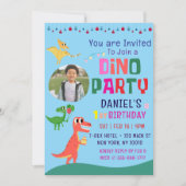 可愛いモダンディノ恐竜キッズバースデーパーティー 招待状 (正面)