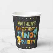 可愛いモダンディノ恐竜キッズバースデーパーティー 紙コップ (裏面)