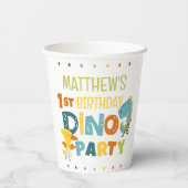 可愛いモダンディノ恐竜キッズバースデーパーティー 紙コップ (裏面)