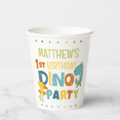 可愛いモダンディノ恐竜キッズバースデーパーティー 紙コップ (正面)