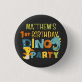 可愛いモダンディノ恐竜キッズバースデーパーティー 缶バッジ (正面)