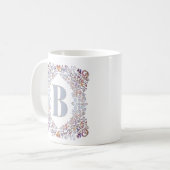 可愛いモダンハートとフローラ枠B コーヒーマグカップ (正面左)