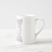 可愛いモダンハートとフローラ枠B ボーンチャイナマグカップ (右)