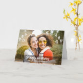 可愛いモダンハートの写真の誕生日カード カード (黄色い花)