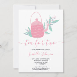 可愛いモダンピンクのフローラ茶で2つの赤ちゃんシャワー 招待状