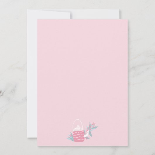 可愛いモダンピンクのフローラ茶で2つの赤ちゃんシャワー 招待状 (裏面)