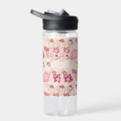 可愛いモダンピンクの花柄ハイトップスニーカー ウォーターボトル (右面)