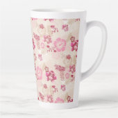 可愛いモダンピンクの花柄ハイトップスニーカー カフェラテマグ (右)