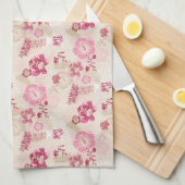 可愛いモダンピンクの花柄ハイトップスニーカー キッチンタオル (四つ折り)