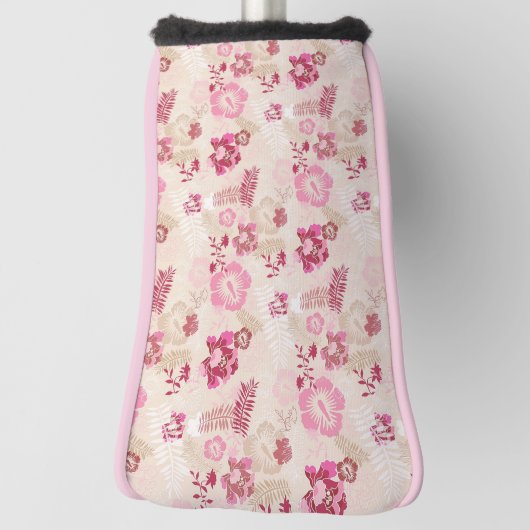 可愛いモダンピンクの花柄ハイトップスニーカー ゴルフヘッドカバー (回転90)