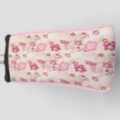 可愛いモダンピンクの花柄ハイトップスニーカー ゴルフヘッドカバー (正面)