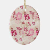 可愛いモダンピンクの花柄ハイトップスニーカー セラミックオーナメント (右)