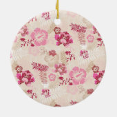 可愛いモダンピンクの花柄ハイトップスニーカー セラミックオーナメント (裏面)