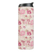 可愛いモダンピンクの花柄ハイトップスニーカー タンブラー (回転左)