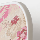 可愛いモダンピンクの花柄ハイトップスニーカー ピックルボールラケット (左詳細)