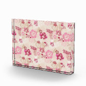 可愛いモダンピンクの花柄ハイトップスニーカー フォトブロック (右)