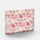 可愛いモダンピンクの花柄ハイトップスニーカー フォトブロック (左)