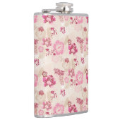 可愛いモダンピンクの花柄ハイトップスニーカー フラスク (右)