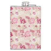 可愛いモダンピンクの花柄ハイトップスニーカー フラスク (裏面)