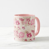 可愛いモダンピンクの花柄ハイトップスニーカー マグカップ (正面右)