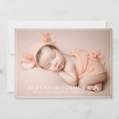 可愛いモダンピーチウェルカムハローベビーフォト誕生 案内状 (正面)