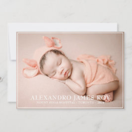 可愛いモダンピーチウェルカムハローベビーフォト誕生 案内状