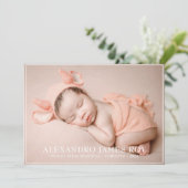 可愛いモダンピーチウェルカムハローベビーフォト誕生 案内状 (スタンド正面)