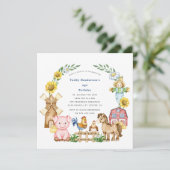 可愛いモダンファーミヤード子供の誕生日 招待状 (スタンド正面)