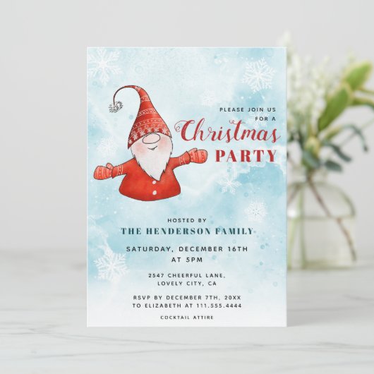 可愛いモダンブルーのクリスマスパーティー 招待状 (スタンド正面)