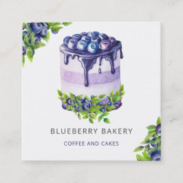 可愛いモダンブルーベリーケーキベーカリーパティシエ スクエア名刺
