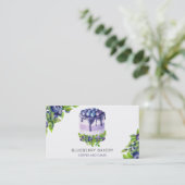 可愛いモダンブルーベリーケーキベーカリーパティシエ 名刺 (スタンド正面)