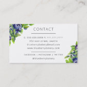 可愛いモダンブルーベリーケーキベーカリーパティシエ 名刺 (裏面)