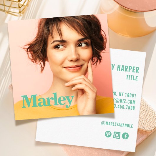 可愛いモダンプロフェッショナルシンプルおもしろい写真 スクエア名刺