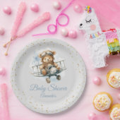 可愛いモダンボホブルーテディベア男の子の赤ちゃんシャワー ペーパープレート (パーティー)