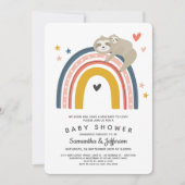 可愛いモダンママベビースロートレインボーベビーシャワー 招待状 (正面)