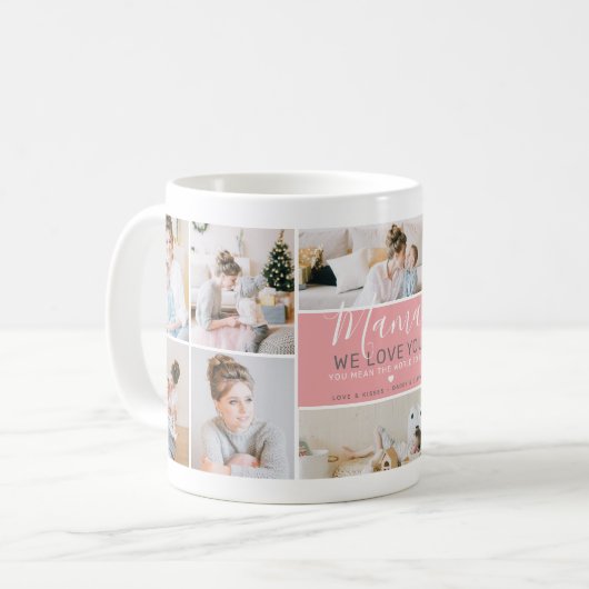 可愛いモダンママ写真コラージギフト コーヒーマグカップ (正面左)