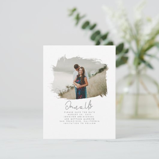 可愛いモダンミニマリストが参加する日付写真を保存 セーブザデート (スタンド正面)