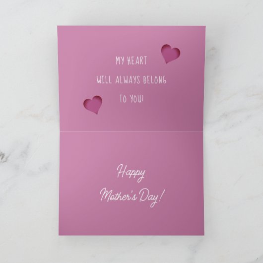 可愛いモダンミニマルハート母の日 シーズンカード (内部)