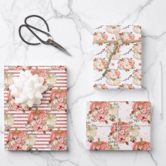 可愛いモダンリトルカボチャ誕生日ベビーシャワー ラッピングペーパーシート (正面)