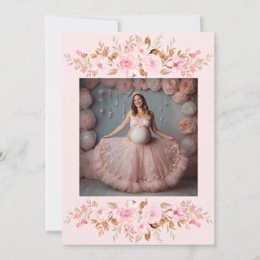 可愛いモダンリトルバレリーナ写真ベビーシャワー 招待状 (裏面)