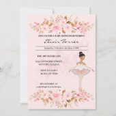 可愛いモダンリトルバレリーナ写真ベビーシャワー 招待状 (正面)