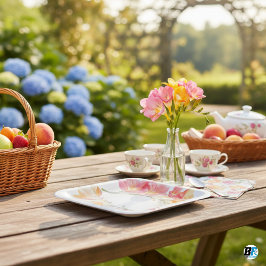 可愛いモダンワイルドフラワーガーデン緑の赤ちゃんシャワー ペーパープレート